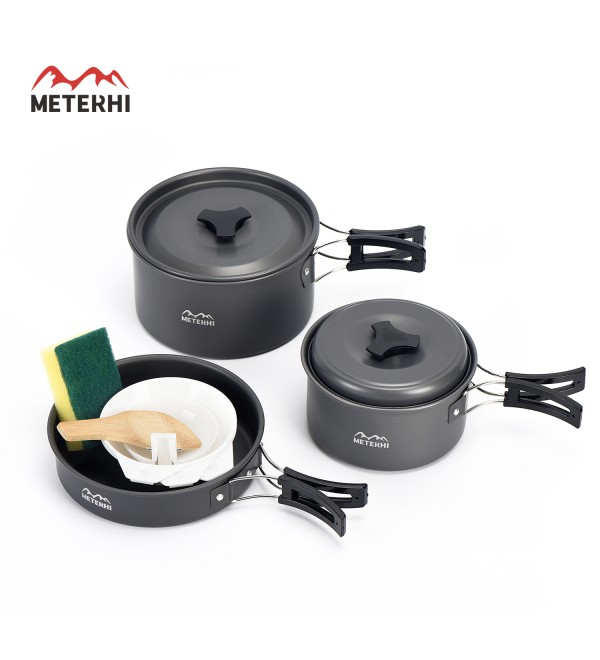Meterhi 2-3 persons camping tableware outdoor cooking set camping cookware travel tableware